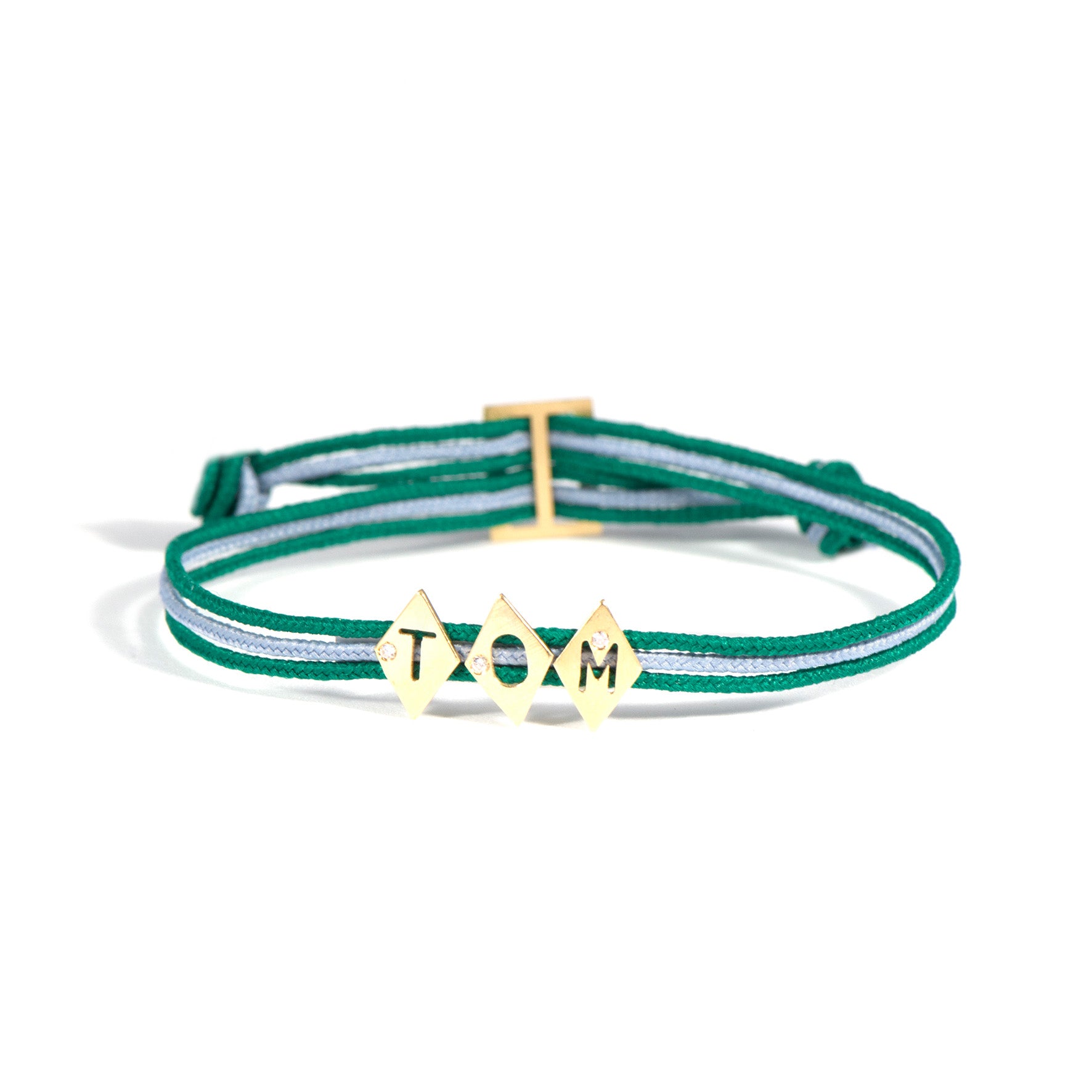Aimée Aimer Alphabet bracelet 3 lettres or diamant rose