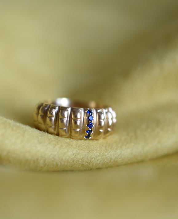 Aimée Aimer Lignes F. bague or jaune saphir diamant taille 52