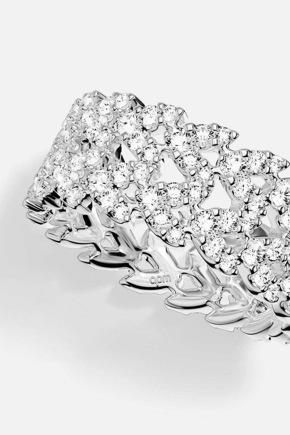APM Monaco Automne Couture bague double pavée blanche