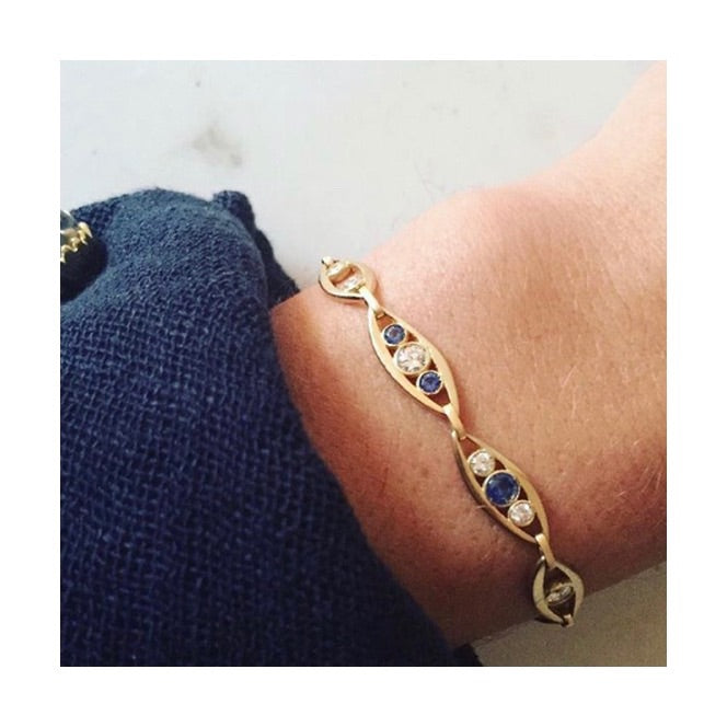 Aimée Aimer Bel Aloha Bracelet all over or diamants saphirs 17cm