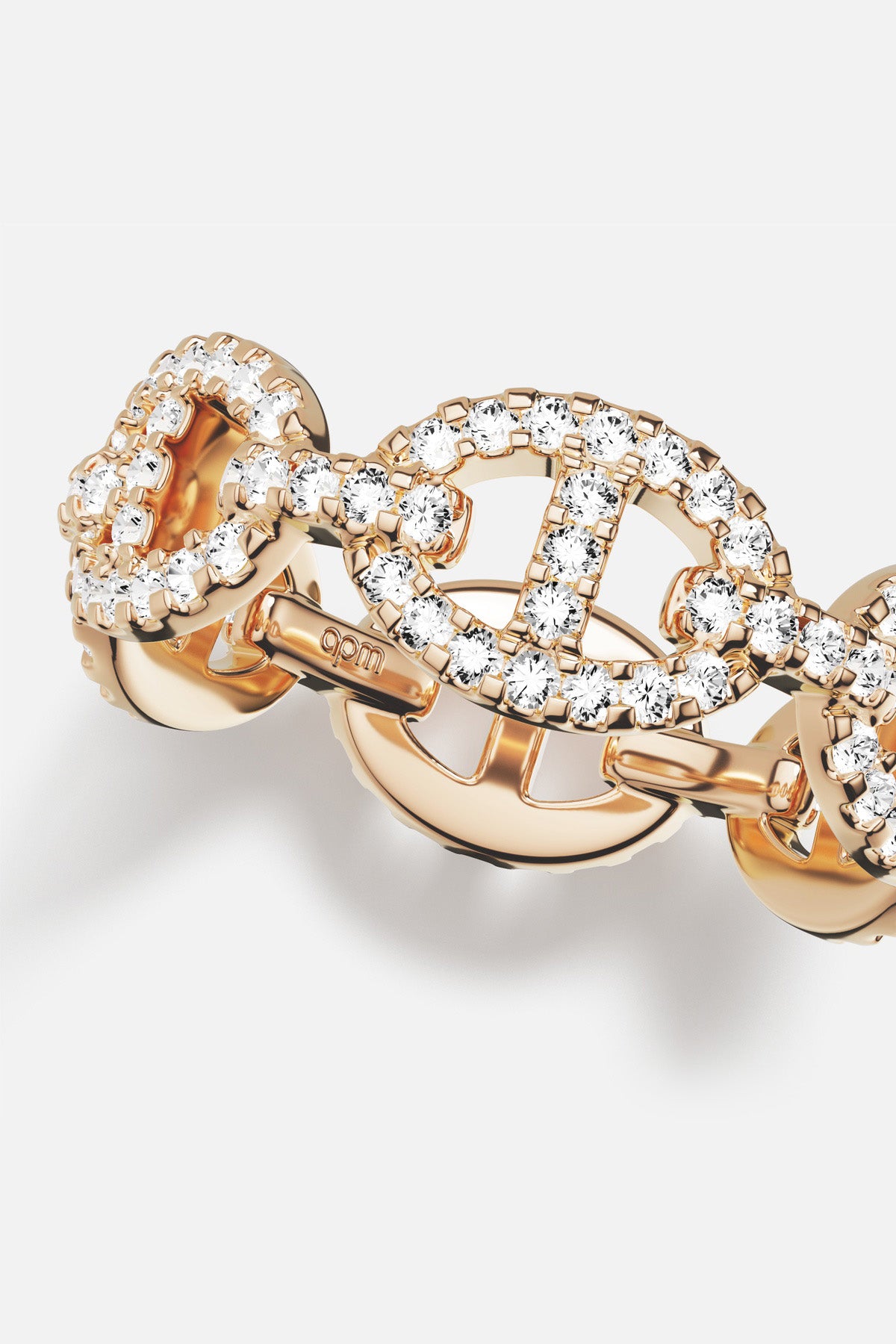 APM Monaco Yacht Club Marine bague maille or rose taille 52