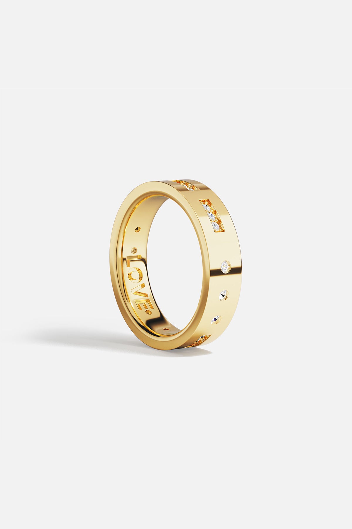 APM Monaco Morse Code LOVE bague anneau doré zirconias taille 52