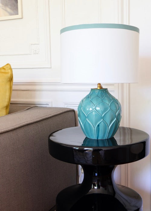 Saint-Clément Lampe Ananas luminaire faïence céladon 38 cm