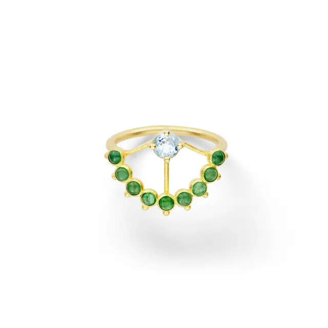 Aimée Aimer Beija-Flor bague or jaune aigue-marine taille 52