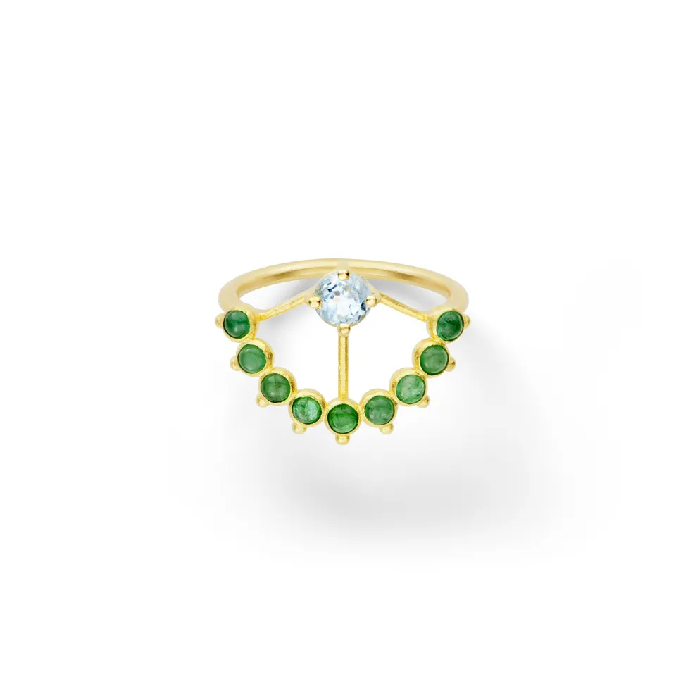 Aimée Aimer Beija-Flor bague or jaune aigue-marine taille 52