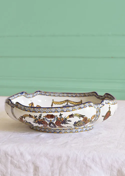 Aimée Aimer Gien Renaissance plat corbeille faïence 29 cm pièce unique
