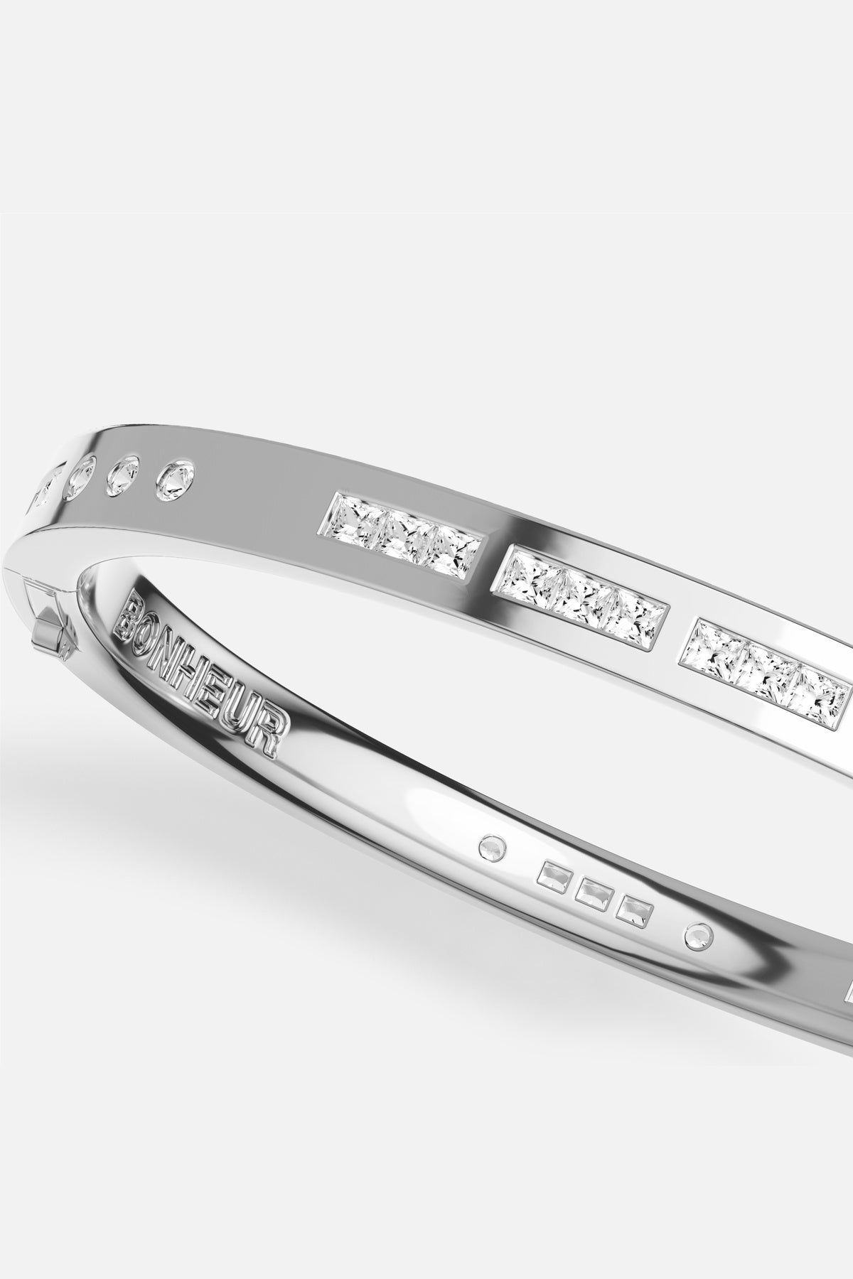 APM Monaco Morse Code BONHEUR jonc blanc zircon