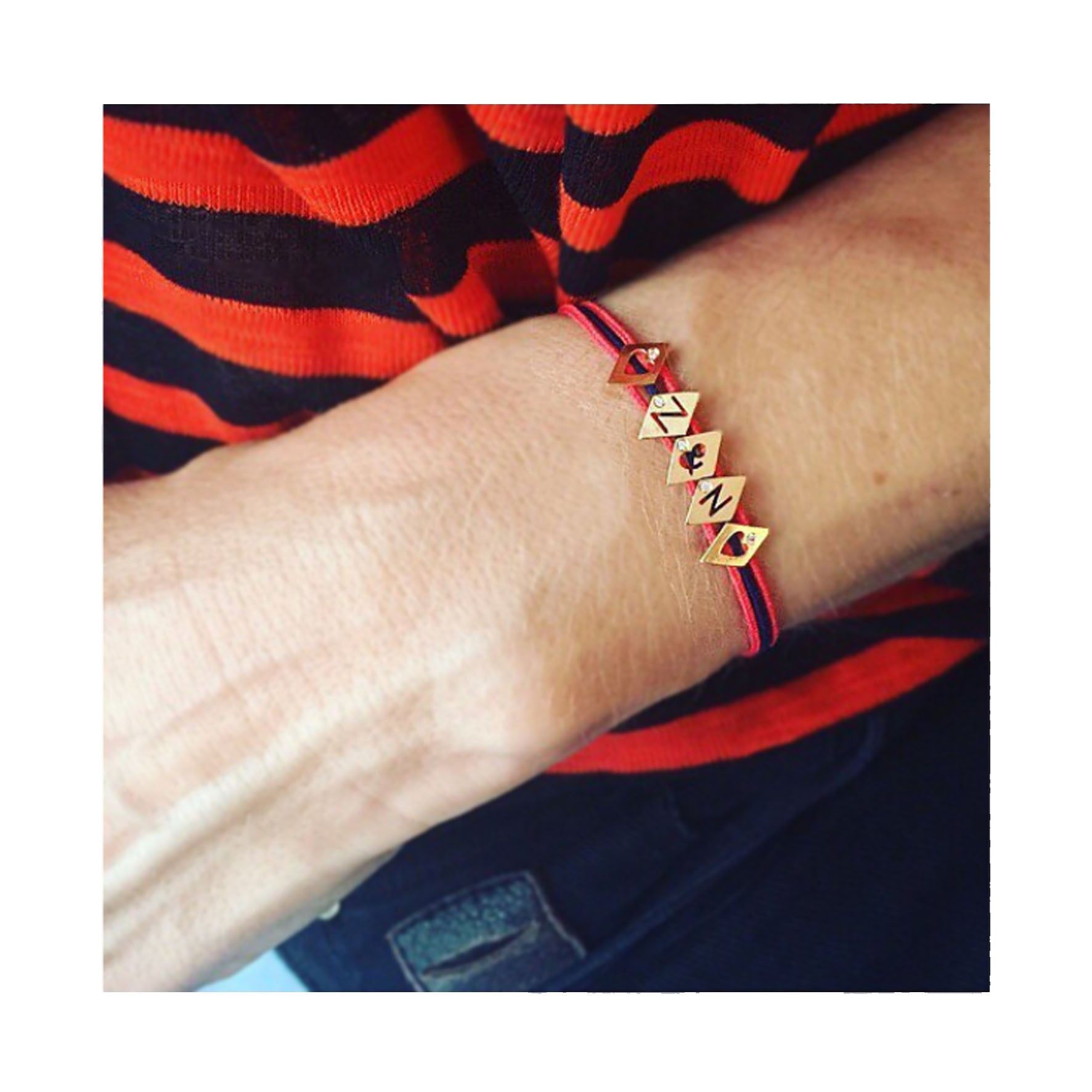 Aimée Aimer Alphabet bracelet 4 lettres or jaune diamant