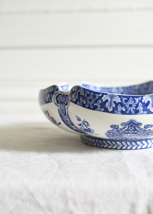 Gien Rouen Bleu plat corbeille faïence 30 cm bleu