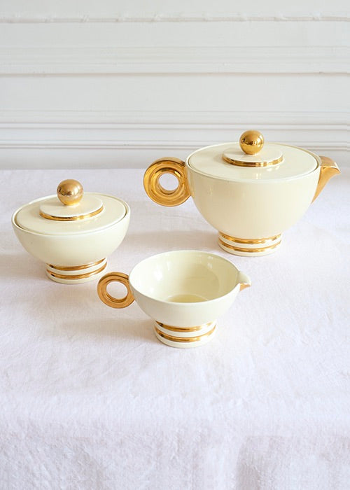 Aimée Aimer Gatsby Robj service thé café porcelaine or 3 pièces