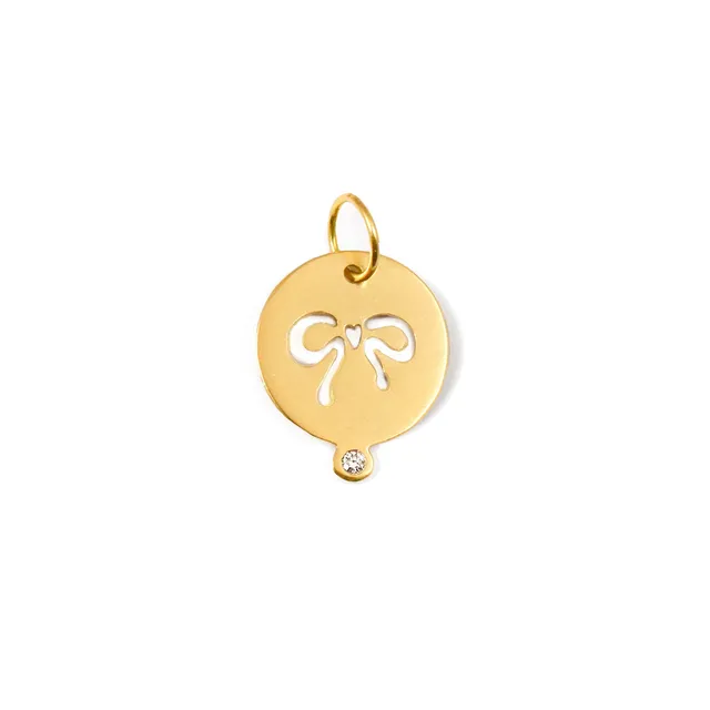 Aimée Aimer Médaille Noeud médaille or jaune diamant 14 mm