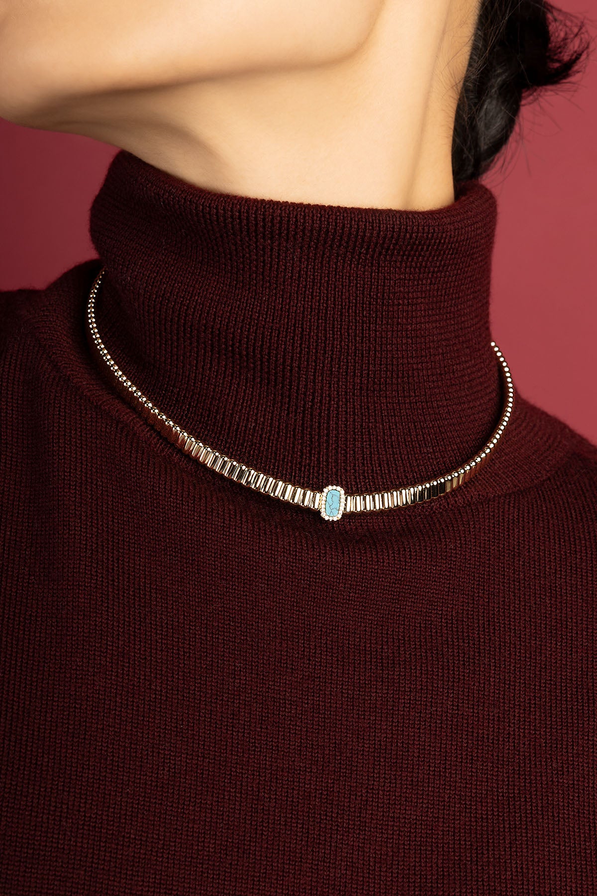 APM Monaco Méditerranée Les Calanques choker turquoise doré