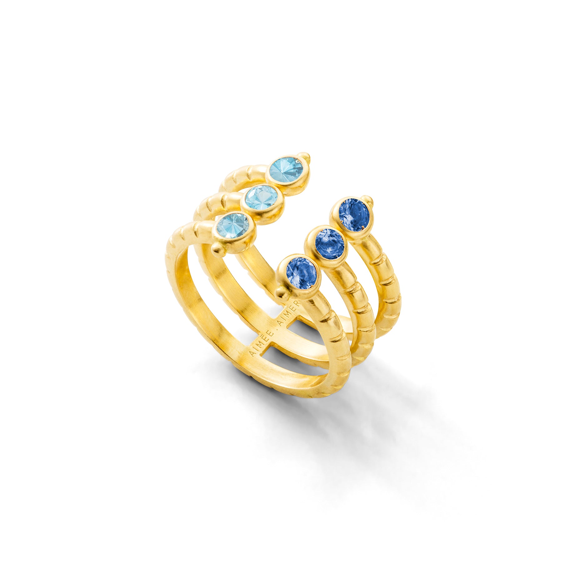 Aimée Aimer Folles Iguazu bague or jaune saphir taille 52