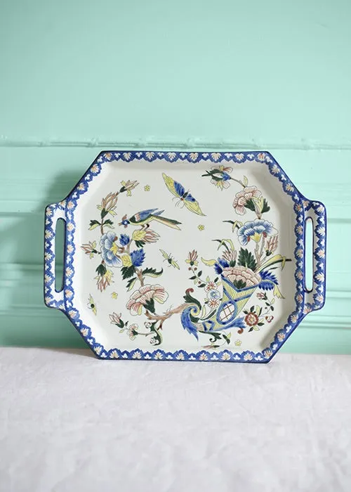 Aimée Aimer Polychrome petit plateau faïence Gien bleu
