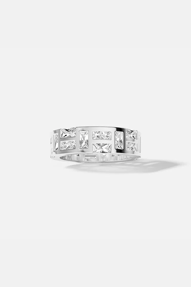 APM Monaco Festival Ice bague blanche zircon taille 52