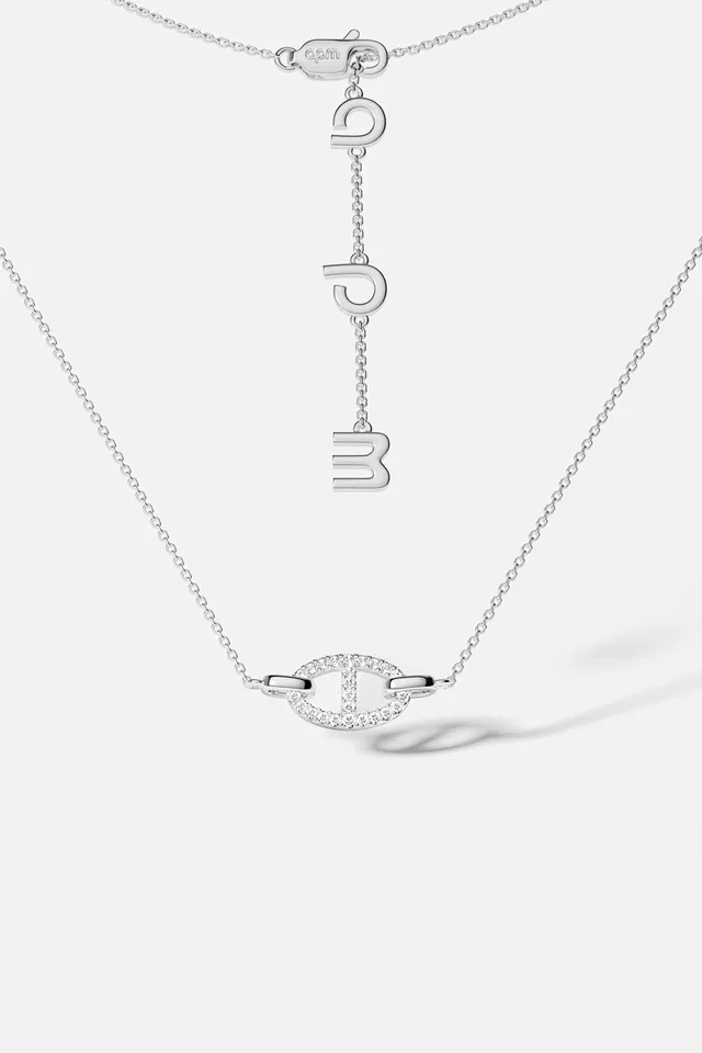 APM Monaco Yacht Club Marine collier maille argenté zircon