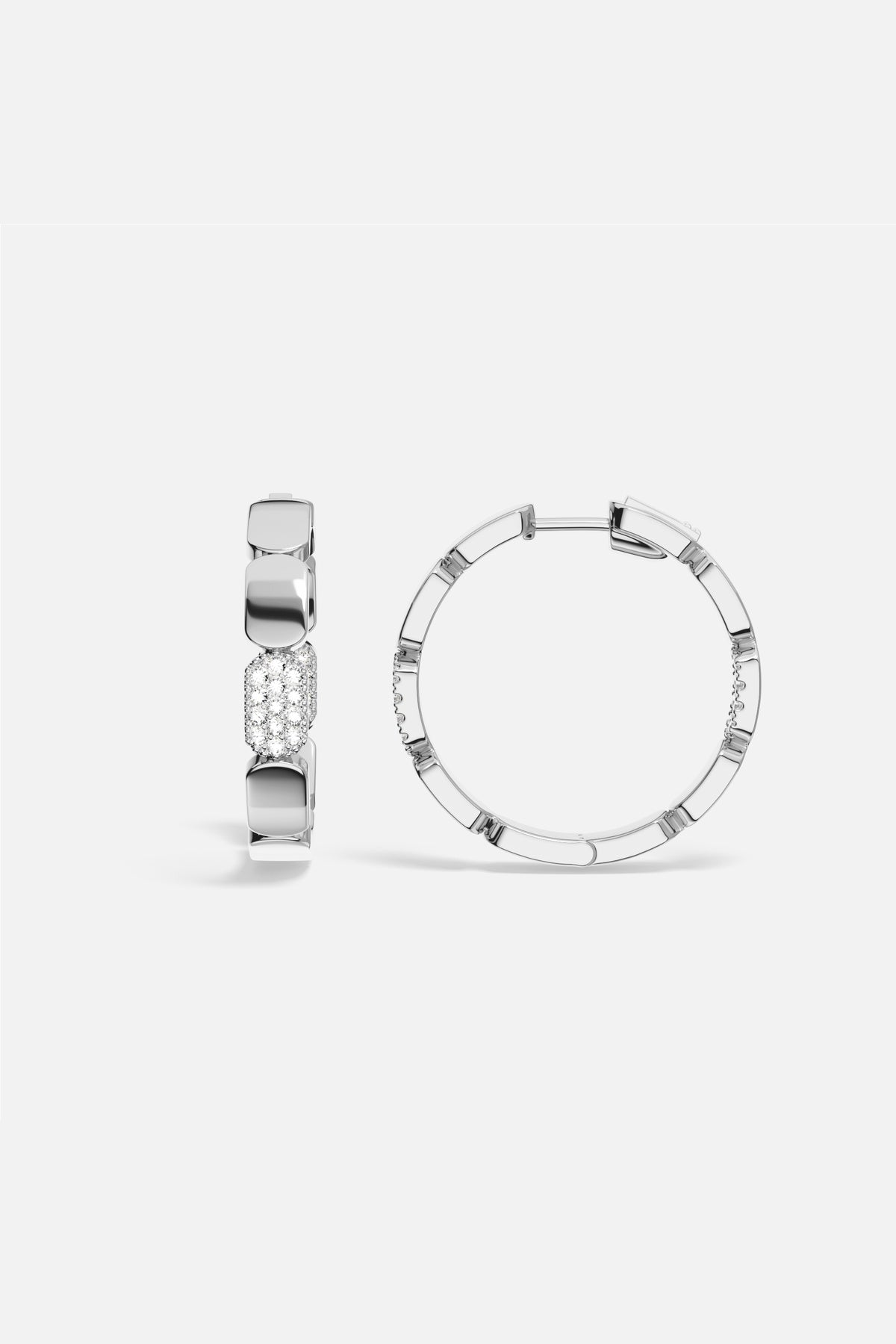 APM Monaco Yacht Club Pavage créoles blanches 28,5 mm zircons