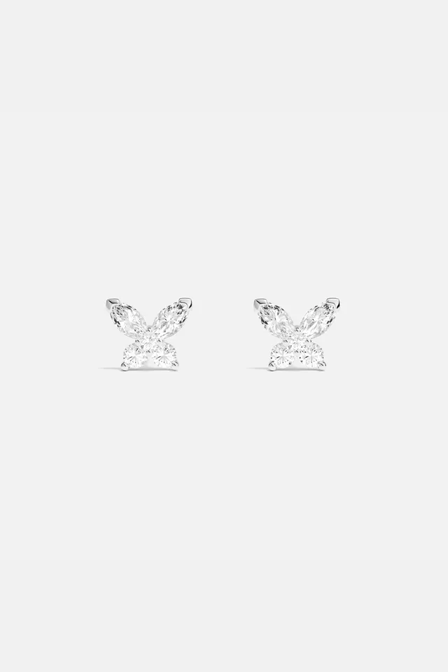 APM Monaco Lumière Papillon boucles d'oreilles puces blanc zircons