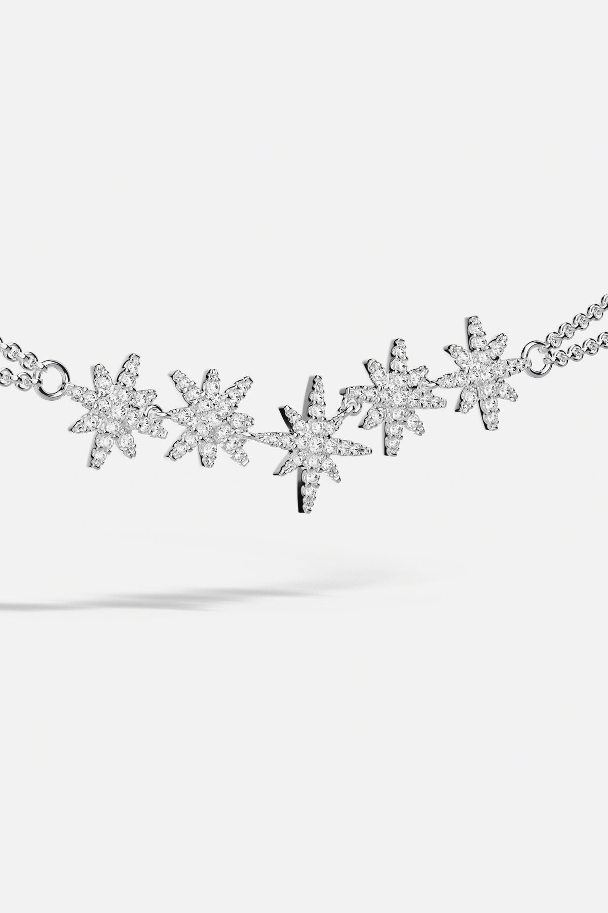 APM Monaco Météorites collier double chaîne étoile rhodié