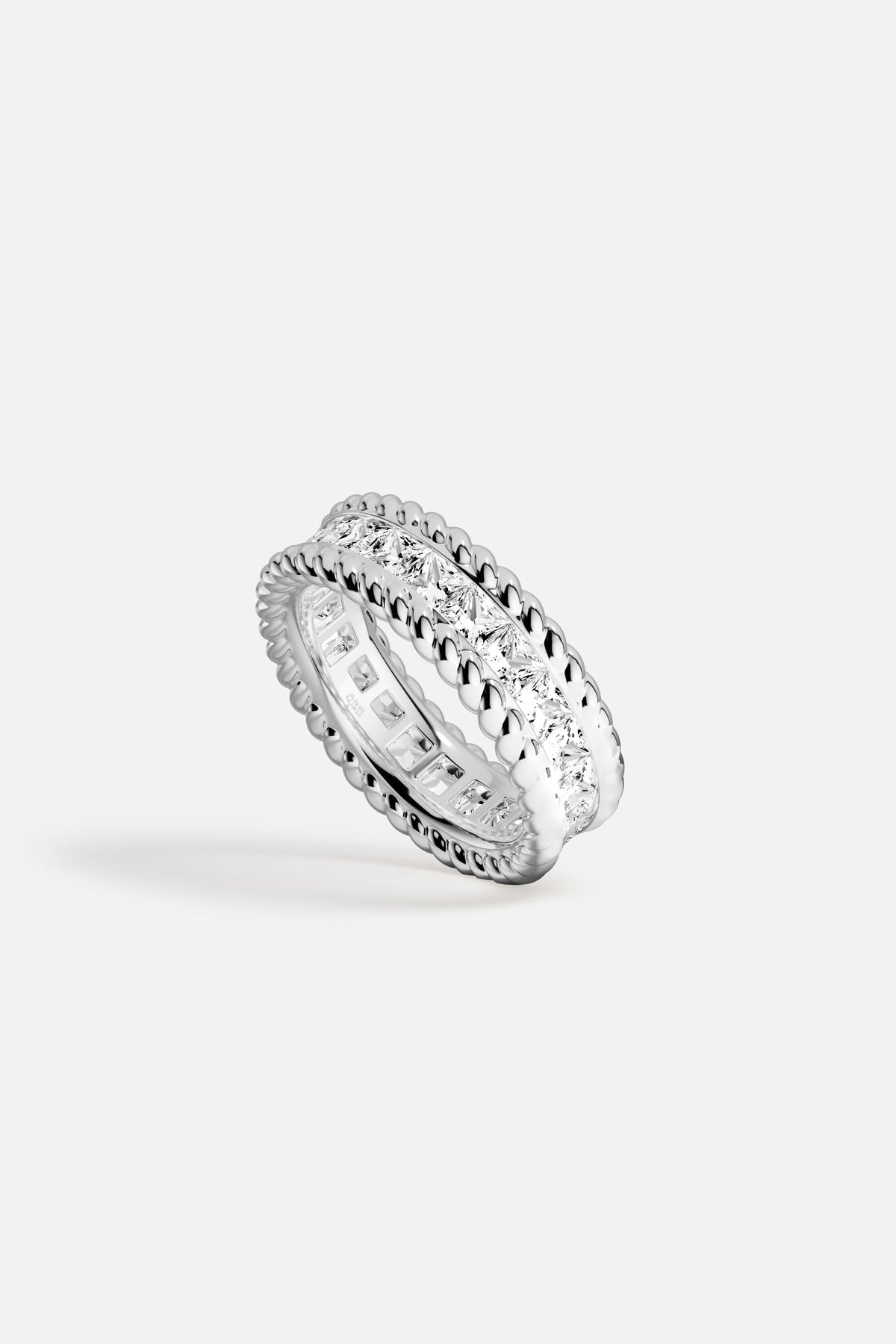 APM Monaco Yacht Club Cordage bague pavée blanche taille 52
