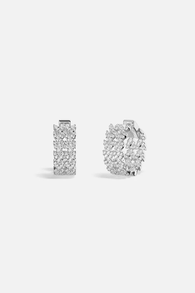 APM Monaco Automne Couture Doubles Créoles Argent 20 mm