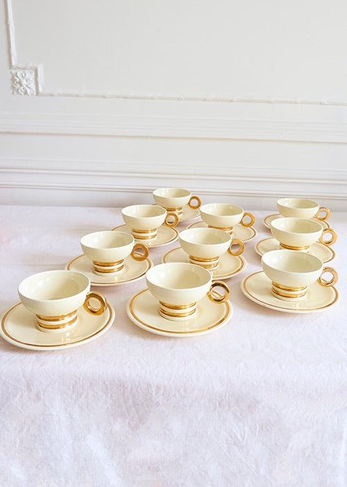 Aimée Aimer Gatsby Robj 5 tasses porcelaine ivoire et or