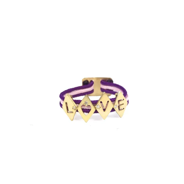 Aimée Aimer Alphabet bague 4 lettres or diamant cordon taille 52