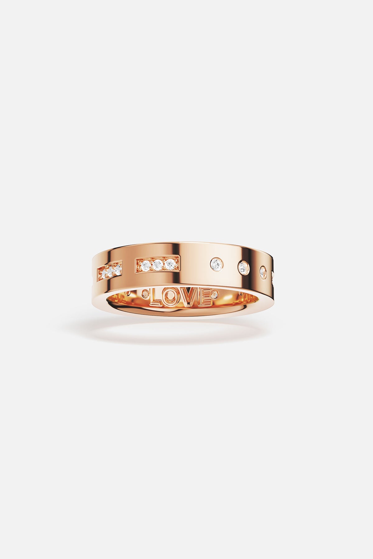 APM Monaco Morse Code LOVE bague rose gold zircones