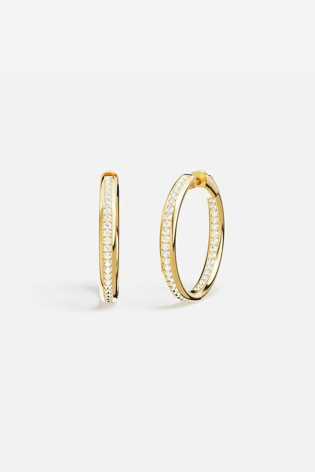 APM Monaco Croisette Riviera créoles dorées 30 mm zircon