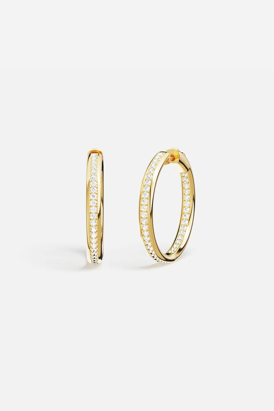 APM Monaco Croisette Riviera créoles dorées 30 mm zircon