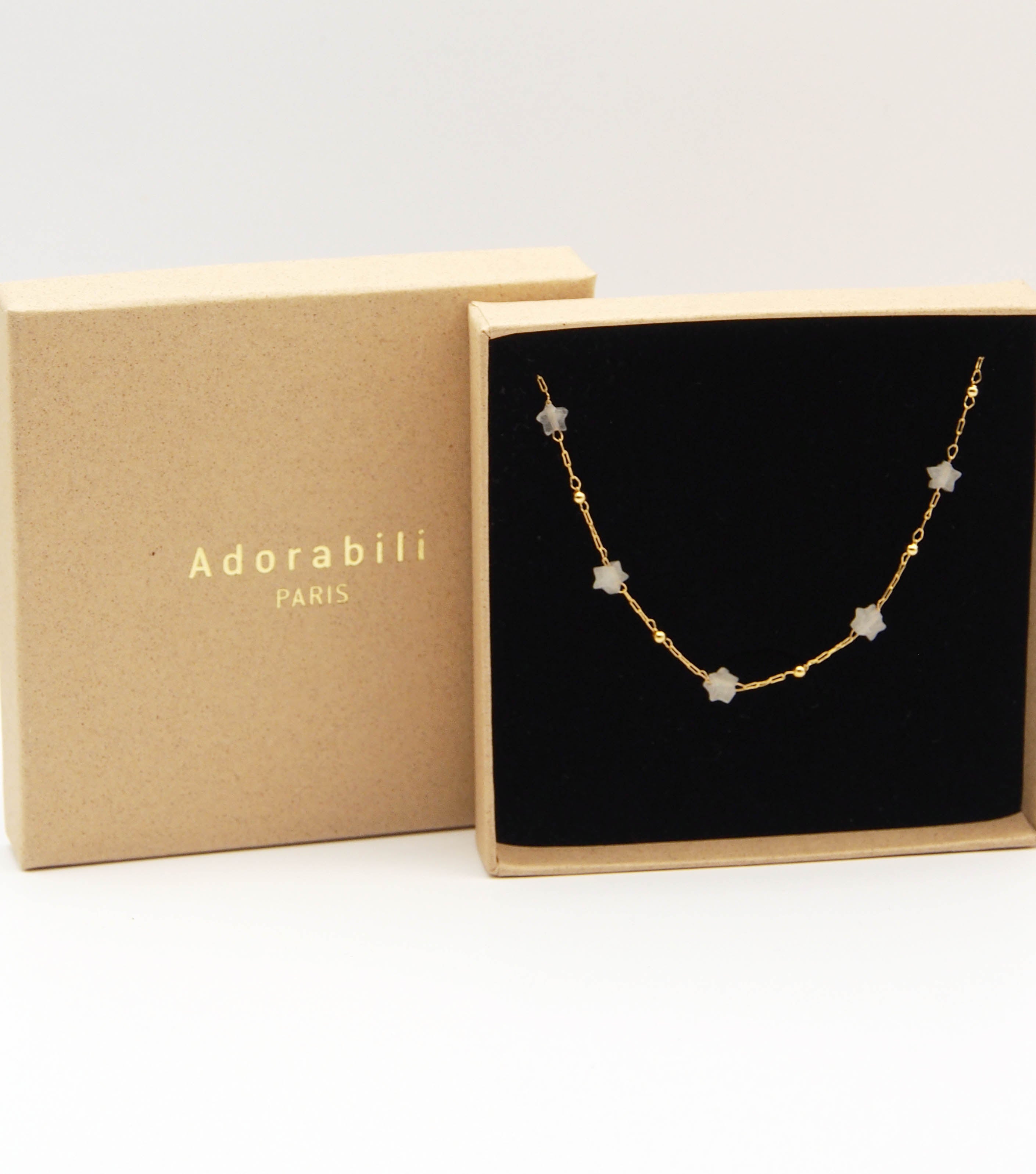 Adorabili Colliers Étoiles collier pierres naturelles vert doré or fin