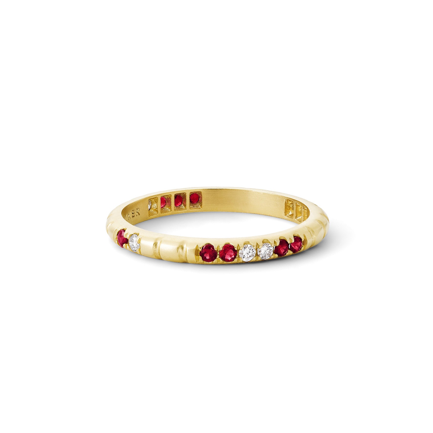 Aimée Aimer Petites Lignes F. bague or jaune rubis diamants 48-56