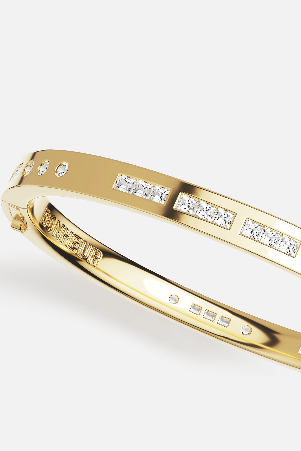 APM Monaco Morse BONHEUR jonc doré jaune taille M 16,5 cm