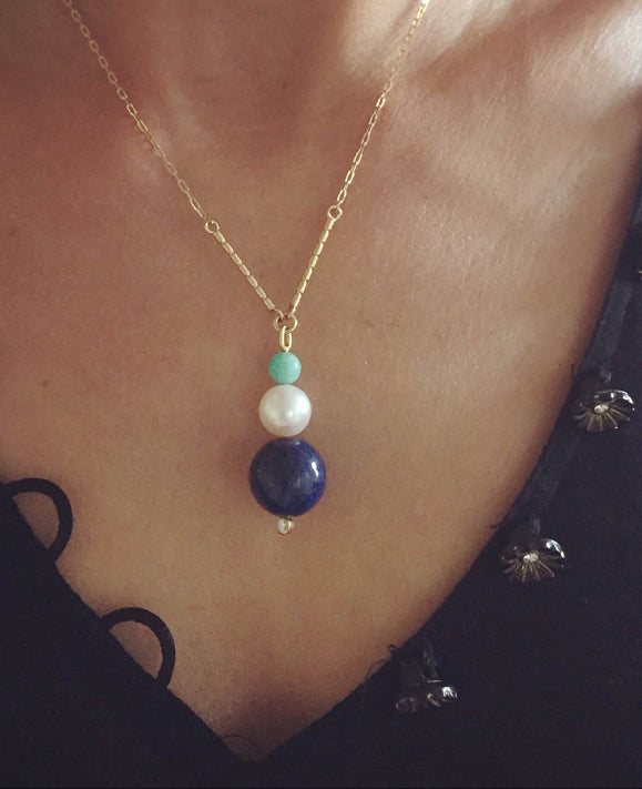 Aimée Aimer Chance collier or jaune perle taille unique