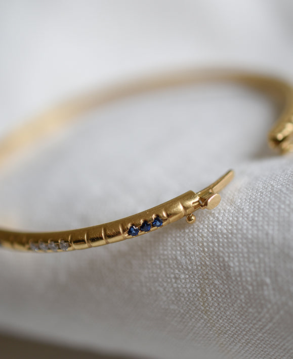 Aimée Aimer Lignes F. bracelet jonc or saphirs diamants 15-17cm