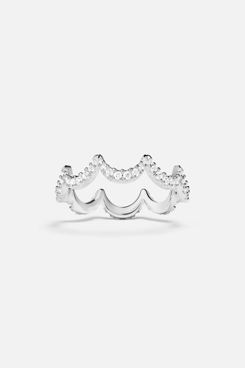 APM Monaco Croisette Vague bague argentée rhodium taille 52