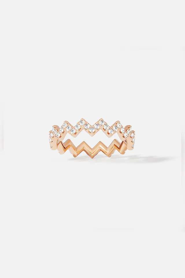 APM Monaco Croisette Vague bague or rose taille 54 pavé