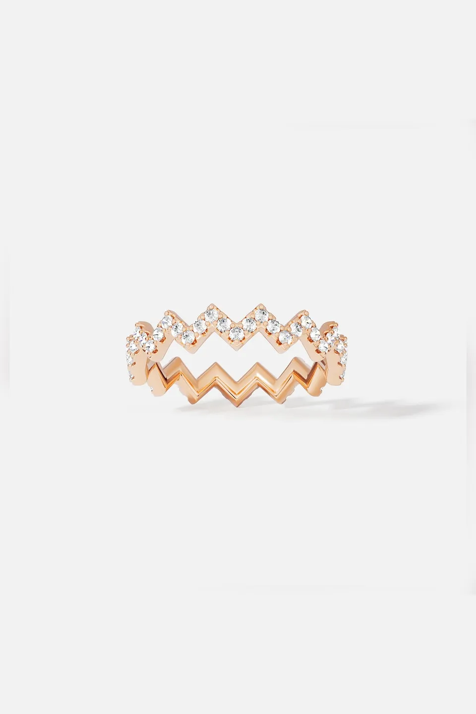 APM Monaco Croisette Vague bague or rose taille 54 pavé