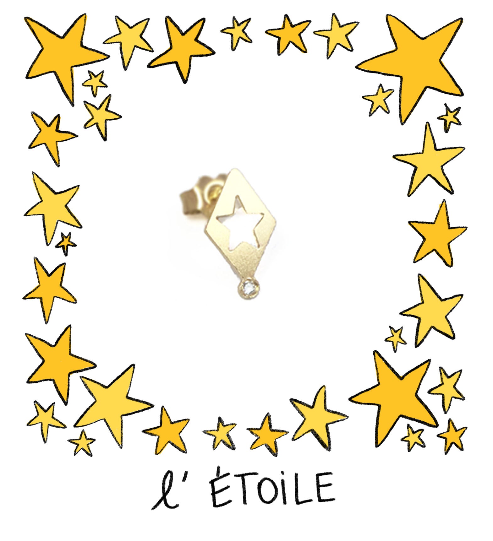 Aimée Aimer Étoile boucle d'oreille or jaune diamant à l'unité