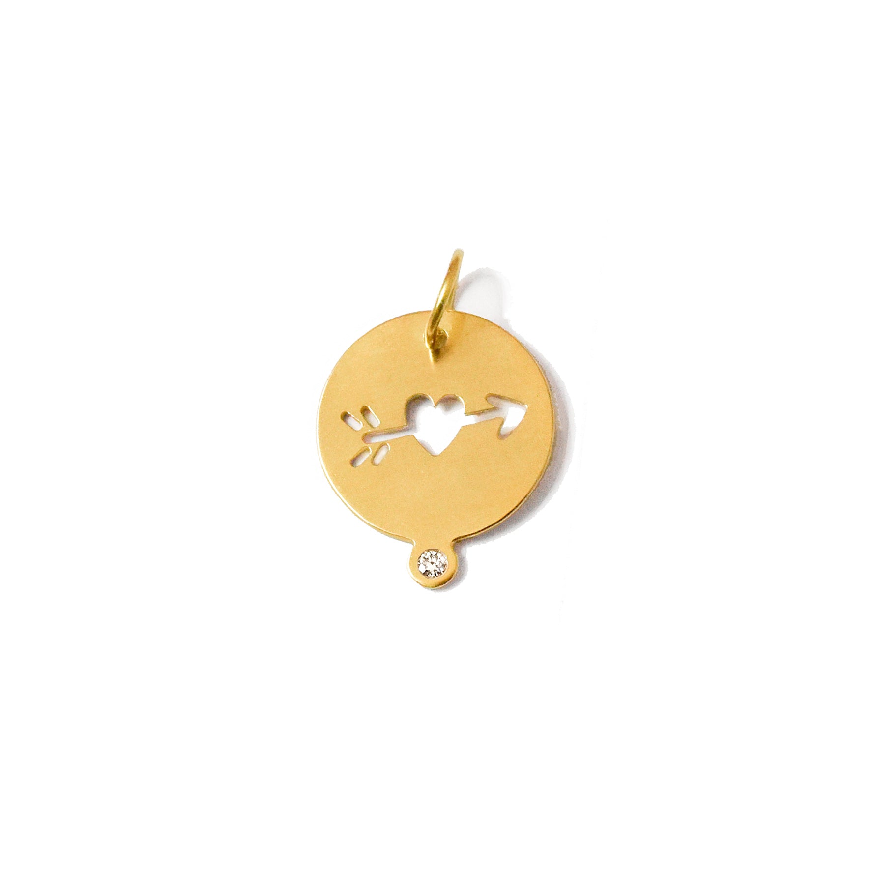 Aimée Aimer Amoureuse médaille or jaune diamant 14 mm