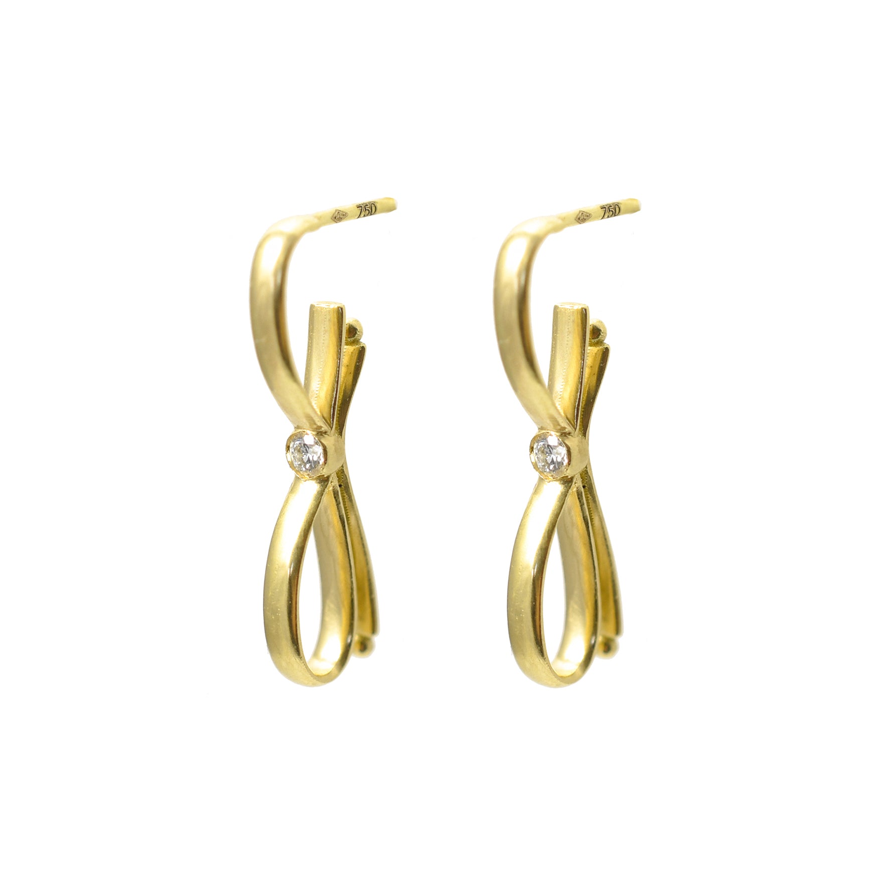Aimée Aimer Ruban boucle d'oreille or jaune diamant unité