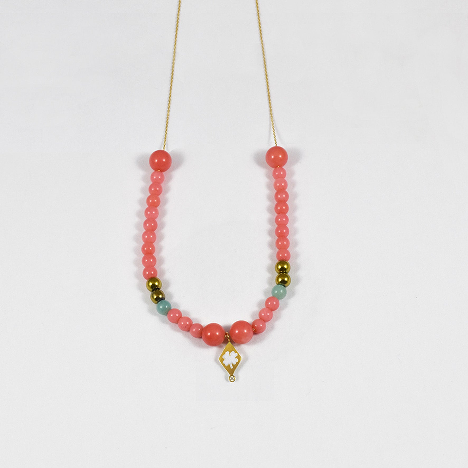 Aimée Aimer Bel Aloha Collier Aloha Cœur Or jaune corail diamant