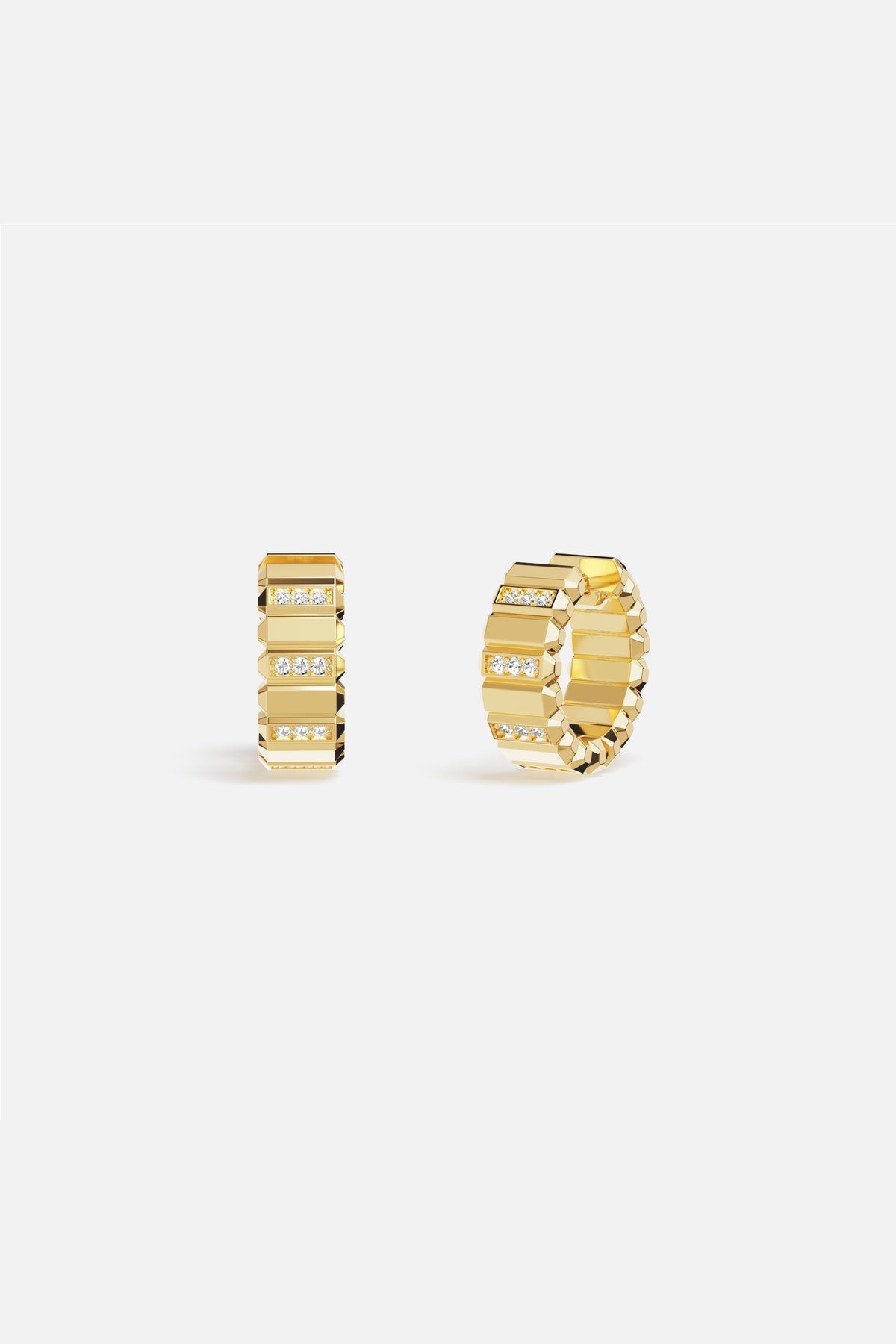 APM Monaco Automne Graphique Boucles Or Zircons 17 mm