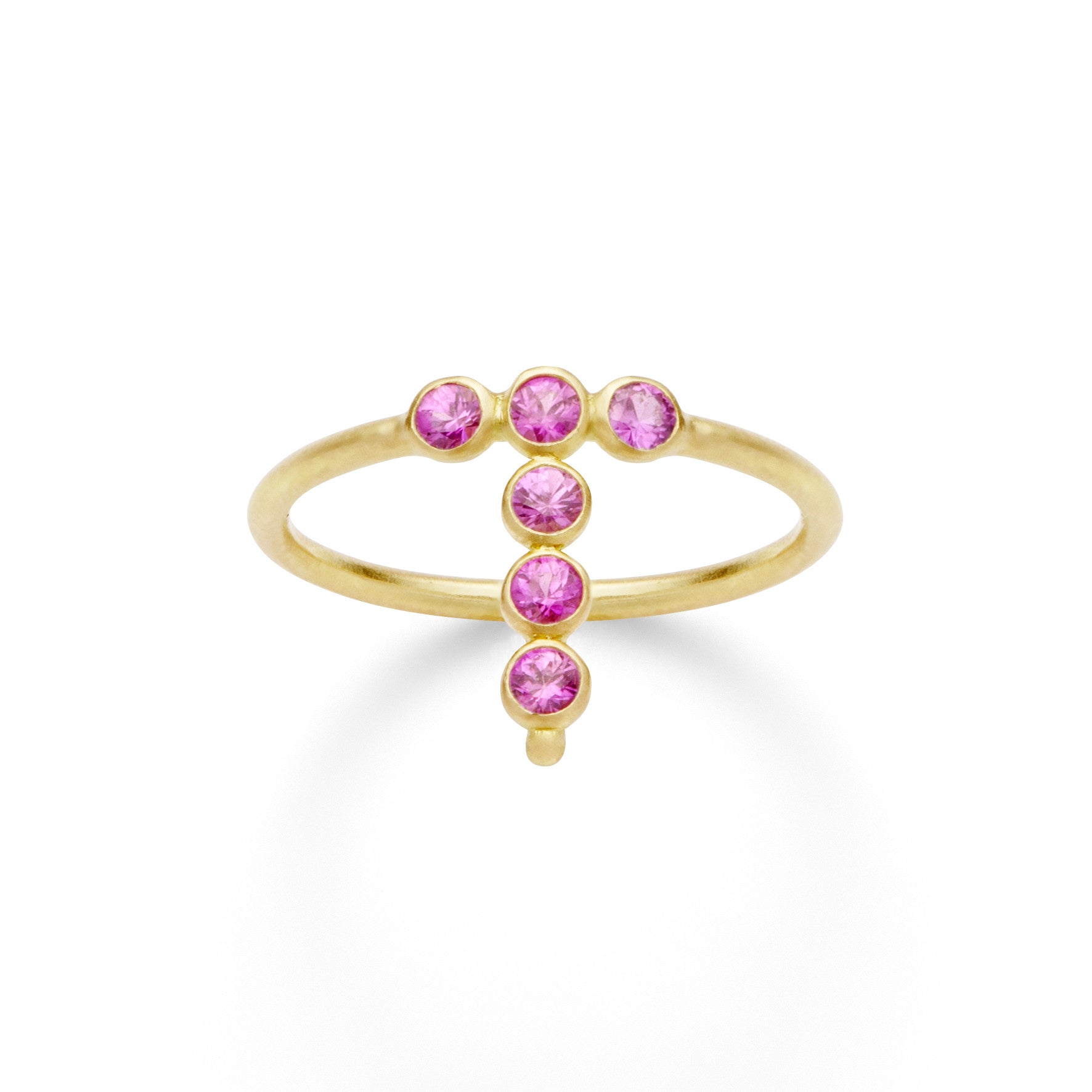 Aimée Aimer AA bague or jaune saphirs roses taille 53