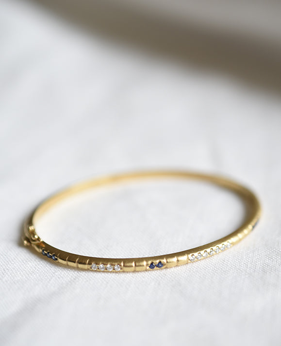 Aimée Aimer Lignes F. bracelet jonc or saphirs diamants 15-17cm