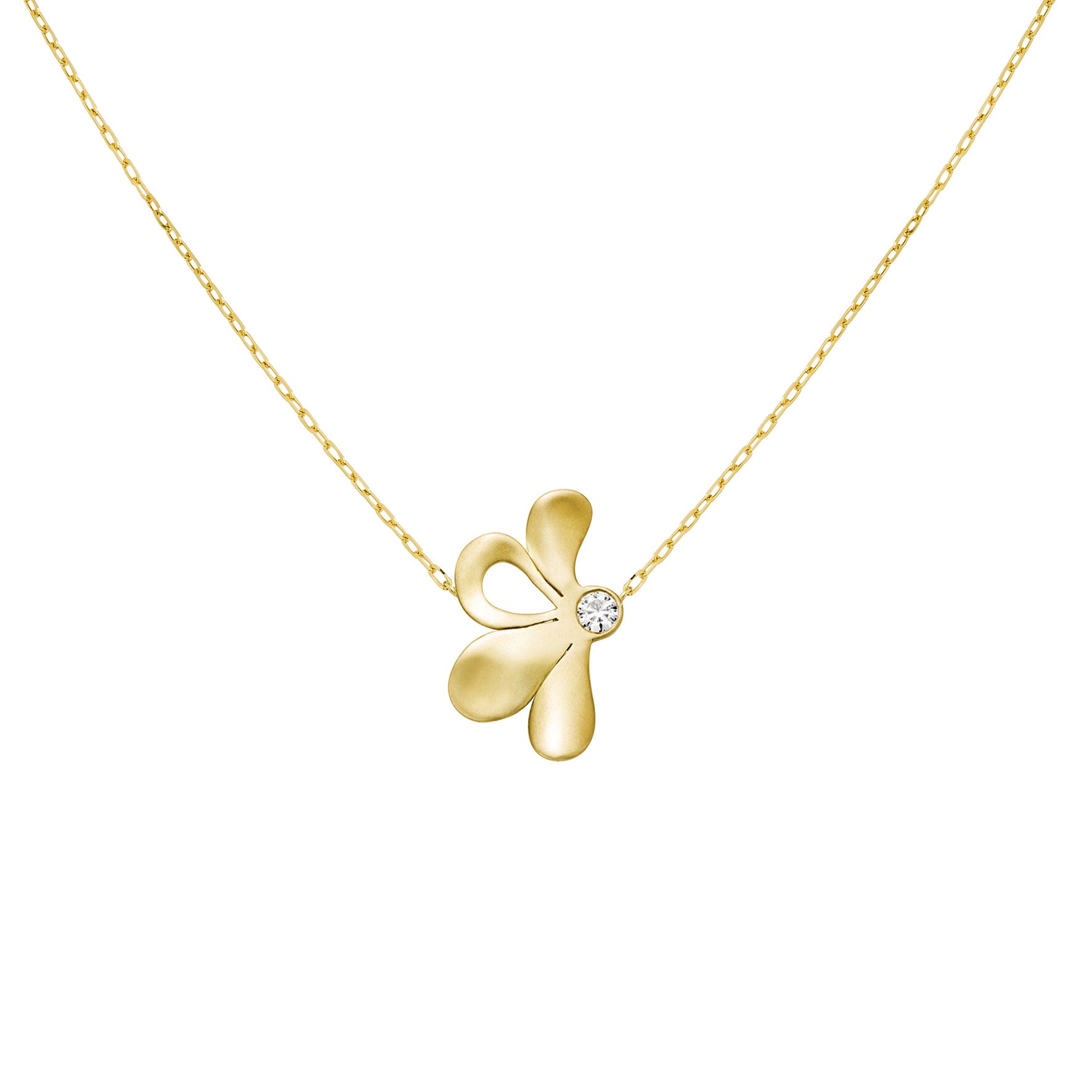Aimée Aimer Pétale collier or jaune diamant 42 cm