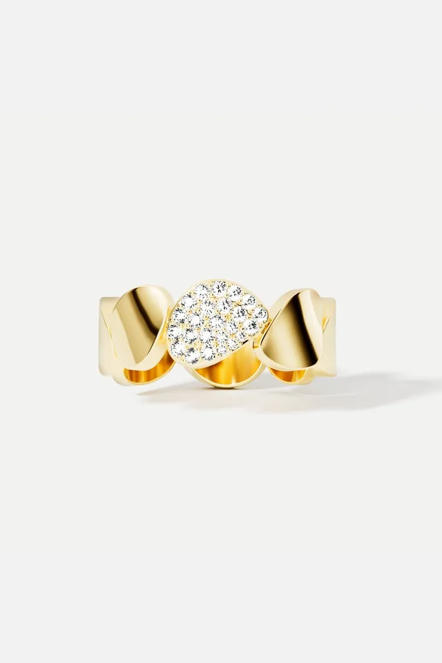 APM Monaco Soleil Galets bague dorée zircon taille 52