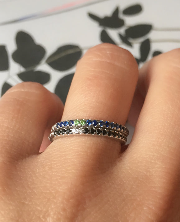 Aimée Aimer Spicy bague or blanc saphirs tsavorites taille 52