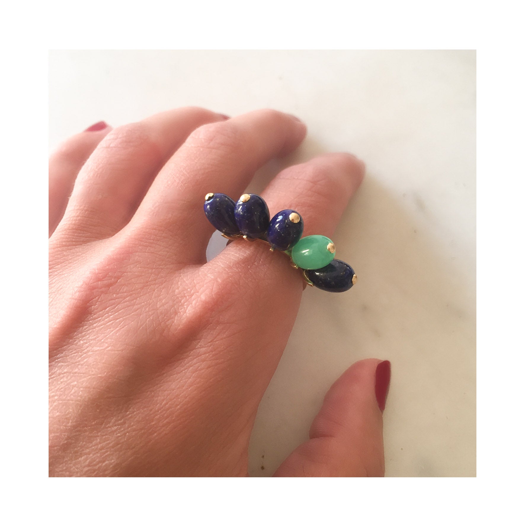 Aimée Aimer Tiare bague or jaune onyx agate taille 54