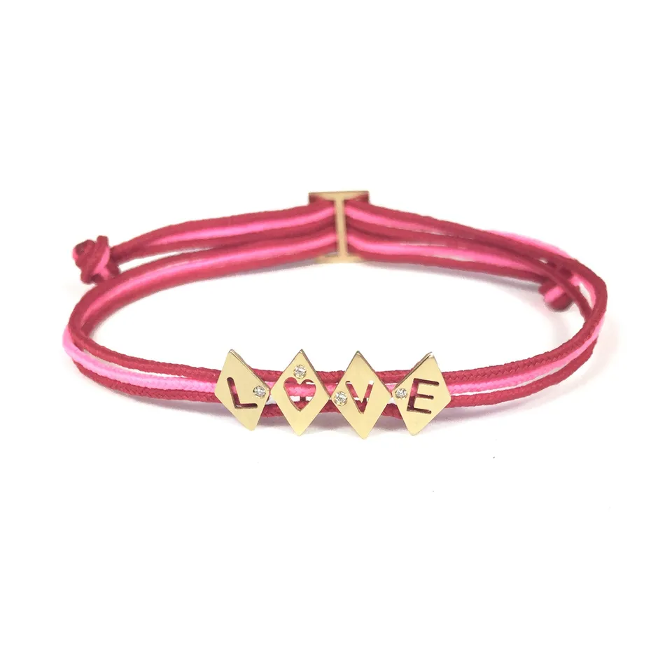 Aimée Aimer Alphabet bracelet 4 lettres or jaune diamant